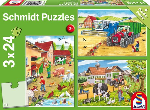 Bauernhof kinderpuzzle 3x24 - kinderpuzzle,